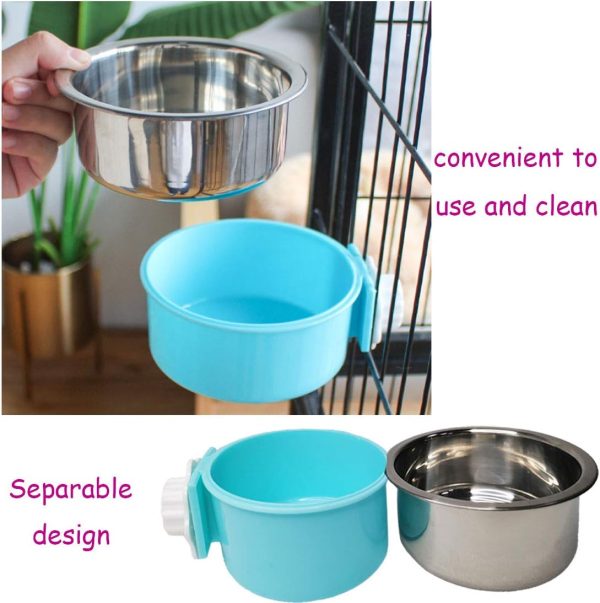 PINVNBY Bird Feeding Dish Cups, Detachable Stainless Steel Bowl, Eco-Friendly Plastic Bowl, Water and Food Bowl, Easy Installation, Prevents Upsetting, 1 Pcs - Image 2