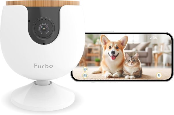 Furbo Mini New Pet Camera: Home Security Camera with Barking or Meowing Alerts, Cat or Dog Camera with Phone App, Smart Home Indoor Cam with 2-Way Speaker and Night Vision (No Subscription Required)