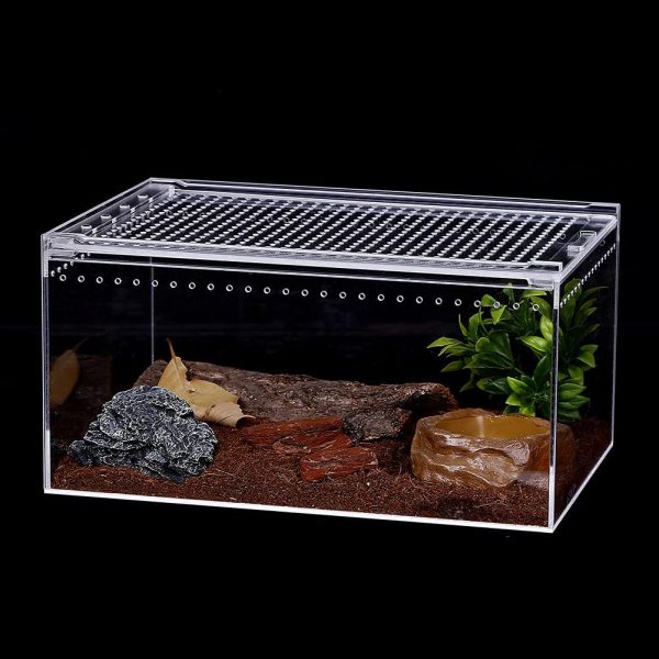 NANEEZOO Magnetic Acrylic Large Enclosure 2.5 Gallon, 12 x 8 x 6 Inch Reptile Breeding Box Terrarium Cage for Insect Tarantulas Amphibians Caterpillars Snail Clear Acrylic Reptile Feeding Box - Image 3