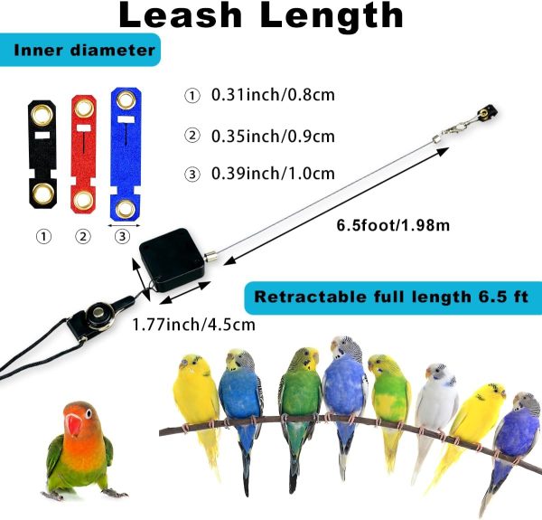 Bird Harness and Leash Retractable Pet Parrot Harness Anti-Bite Pet with Soft Foot Ring - Image 3