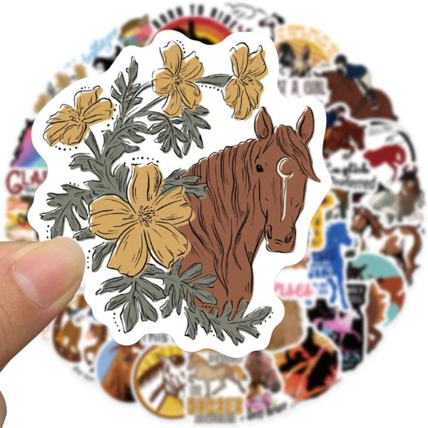 Horse Stickers, Horse Riding Stickers Pack, 50Pcs Funimost Vinyl Waterproof Stickers for Laptop Water Bottle, Cute Animals Party Supplies (Horse) - Image 3