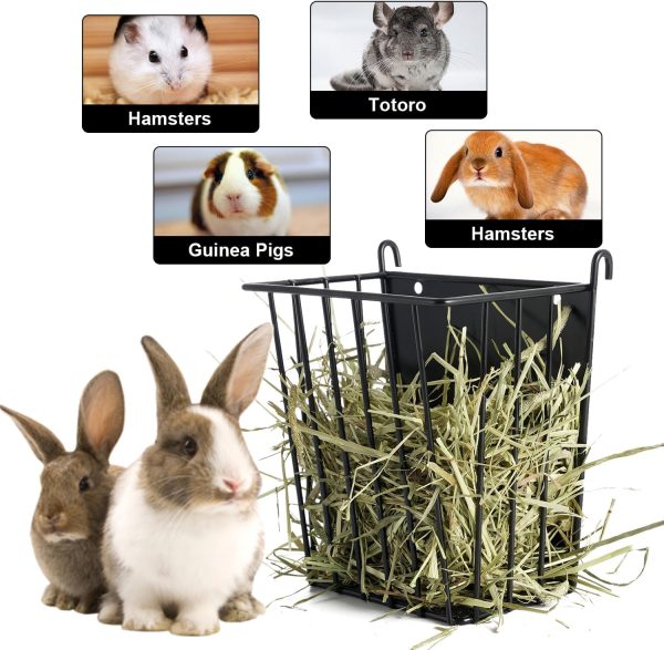 Upgrades Rabbit Hay Feeder - Guinea Pig Hay Feeder - Metal Frame Hay Rack with Adjustable Hook - Less Wasted - for Guinea Pigs - Chinchilla Bunny Cage Accessories - Bunny Feeder - Image 5