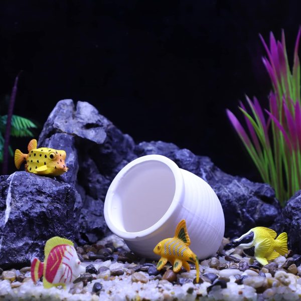 VOCOSTE Aquarium Decorations Hideaway Rock Cave, Ceramic Fish Tank Decoration Stone for Aquatic Pets to Breed Play Rest, White, 3.19x3.11x3.11 Inches - Image 6