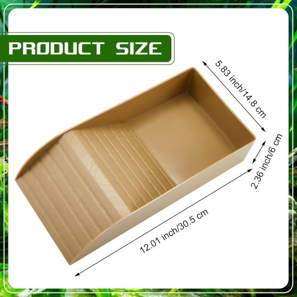 Hermit Crab Water Tank with Climbing Ramp Large Reptile Climbing Toy Tortoise Habitat Accessories Turtle Basking Platform Aquarium Pool Supplies for Small and Medium Amphibians (Wood Color) - Image 2