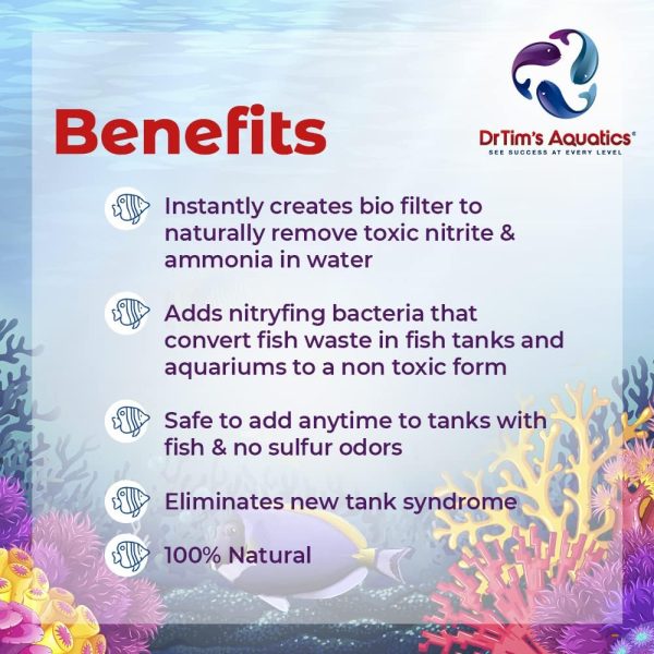 DrTim's Aquatics Reef One & Only Nitrifying Bacteria – For Reef, Nano and Seahorse Aquaria, New Fish Tanks, Aquariums, Disease Treatment – H20 Pure Fish Tank Cleaner – Removes Toxins – 2 Oz. (400) - Image 3