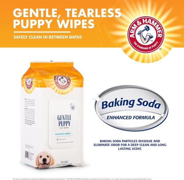 Arm & Hammer Dog Grooming Wipes - Natural Deodorizing Pet Wipe with Coconut - Travel Essential & Supplies for Dogs - Dog Whole Body & Face Cleaning - Odor Eliminator with Baking Soda Power - 100 Count - Image 2