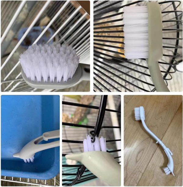 MANON ROSA Bird Cage Cleaner with Two Brush Heads Long Handle Tool for Cleaning Bird Parrot Cages Kennels Perches - Image 6