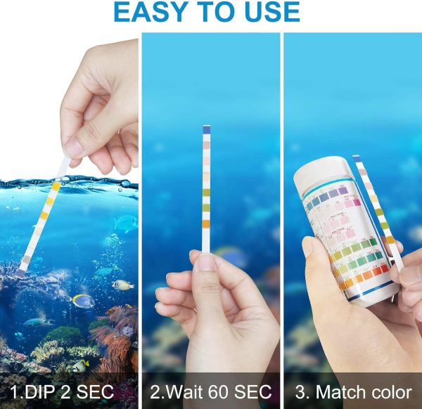 Aquarium Test Strips for Freshwater Fish: 7 in 1 Fish Tank Water Testing Kit for Aquarium Pond - Accurate Testing Nitrate Nitrite Hardness Free Chlorine pH Carbonate Total Alkalinity-100 Strips - Image 4