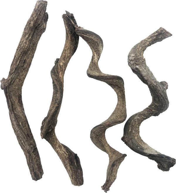 Reptile Decor Natural Forest Branch Terrarium Habitat Driftwood Decoration Lizard Climbing Tree Branch for Bearded Dragon Gecko Snake Frog Chameleon Spider 4PCS