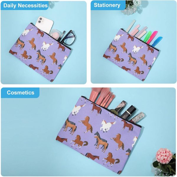 Saintrygo 6 Pieces Christmas Horse Bags Makeup Gifts Cosmetic Bag for Horses Animal Lover Women Girls Colored Pouch Cute Equestrian Cowgirls Horse Lovers Gifts Toiletry Organizer Zipper Pencil Case - Image 4