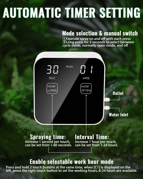 Reptile Humidifiers, Reptile Misting System, Reptile Mister Automatic with Timer, Terrarium Mister for Reptiles, Amphibians, Plants, Tank, Paludarium and Vivarium - Image 5