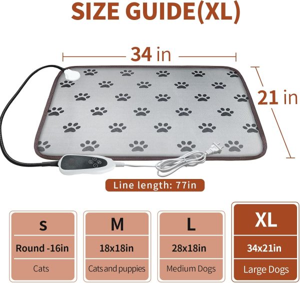 Large Dog Heating Pad 34x21in Waterproof Pet Heating Pad for Dogs Smart Thermostat Switch, Whelping Supplies Heated Dog Bed,Adding Wire Rope Wires Puppy Heating Pad Mat-Whelping Box for Dogs - Image 2