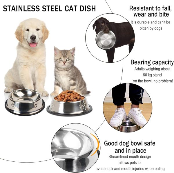 Hamiledyi Stainless Steel Dog Cat Bowl with Rubber Base 4 Pack Pet Feeder and Water Bowls Stackable Non-Slip Puppy Dishes for Small Medium Animals Kitten Rabbit - Image 3