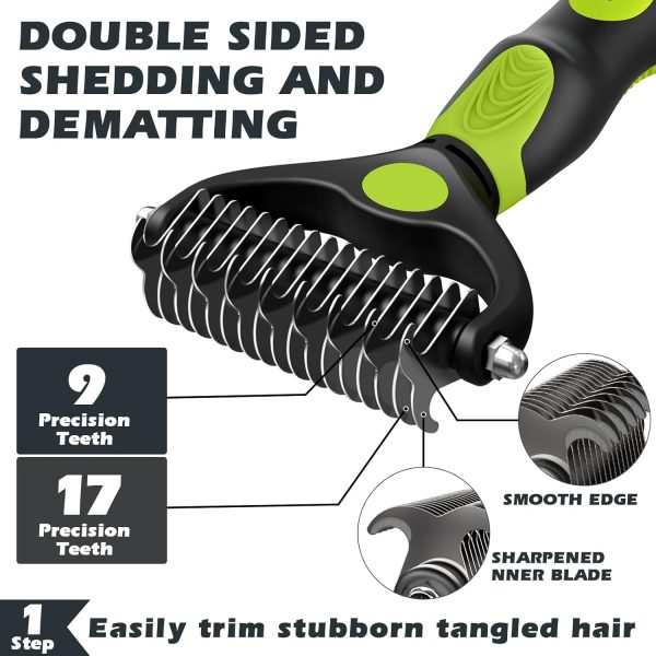 3PCS Dog Brush I Dog Brush for Shedding I Deshedding Dog Brush I Dog Bath Brush I Slicker Brush For Dogs I Dog Comb I Premium Pet Supplies (Green Black) - Image 3