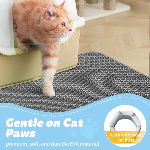 Cat Litter Mat - 23.2'' x 14.6'' Small Litter Trapping Mat, Easy to Clean Litter Box Mat, Waterproof, Urine-Proof, Non-Slip Kitty Litter Mats for Floor, Grey - Image 4