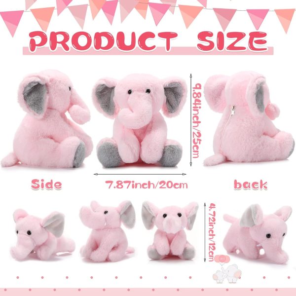 5 Pcs Plush Elephant Stuffed Animals with Babies, Mommy Elephant with 4 Plush Baby Soft Plush Elephants Animals Playset for Party Supplies, Favors, Decorations, Stocking Stuffers (Gray Pink) - Image 2