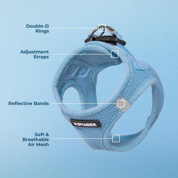 Voyager Step-in Air Dog Harness - All Weather Mesh, Reflective, No Pull Harness for Small, Medium Dogs, Cats - Secure with Hook & Loop Fastener, Buckle, Double D-Rings - Baby Blue, M - Image 4