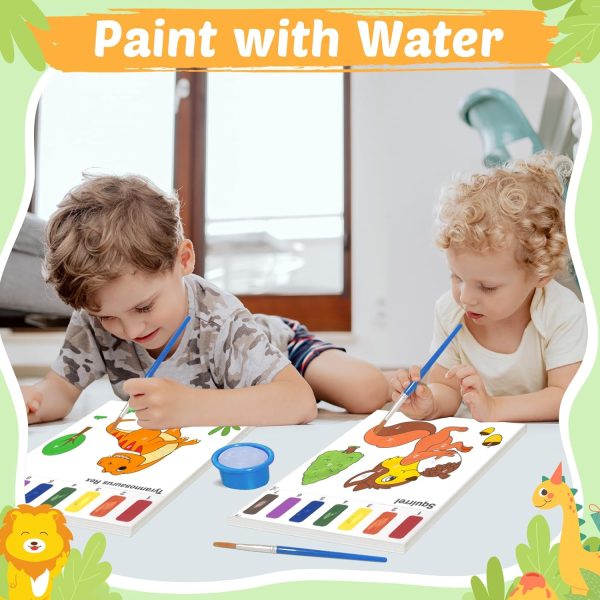 2 Pack Water Coloring Books for Toddlers - Painting Set Drawing Art Paper for Kids Mess Free Craft Supplies Toy for Kids 3 4 5 6 Halloween Thanksgiving Christmas Birthday Gift (Dinosaur&Animals) - Image 4