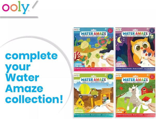 Ooly Water Amaze -Includes 12 Reveal Boards & Brush, Reusable Water Reveal Pads for Kids, Water Coloring Books for Toddlers, Paint with Water Books for Toddlers 2+ [Baby Animals] - Image 5