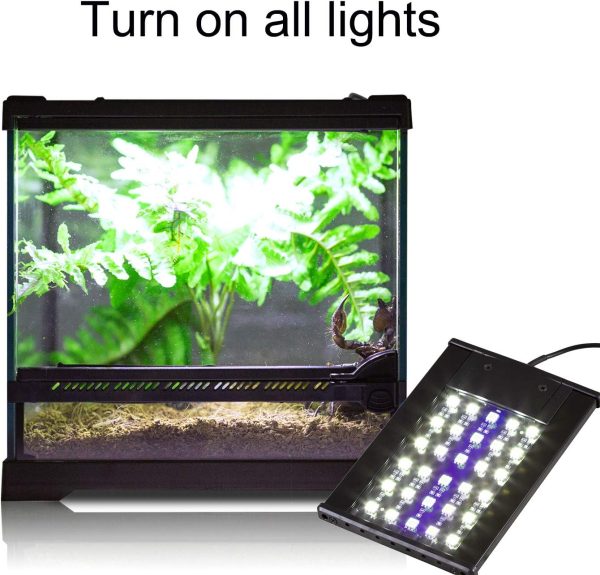 REPTI ZOO Terrarium Light Day and Night Mode Reptile LED Light Hood for Reptile Terrarium White Light and Blue Light Fit for Different Pet Habits - Image 7