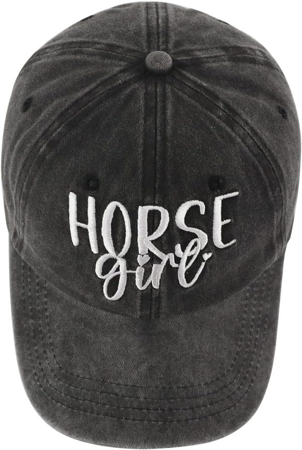 Horse Girl Hat for Women, Funny Adjustable Cotton Embroidered Horse Lover Baseball Cap - Image 4