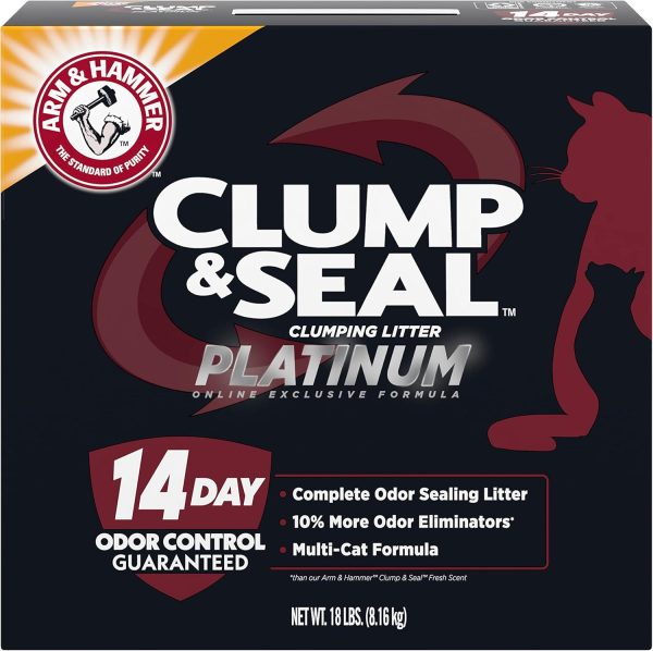 Arm & Hammer Clump & Seal Platinum Multi-Cat Complete Odor Sealing Clumping Cat Litter, 14 Days of Odor Control 18lb, Online Exclusive Formula