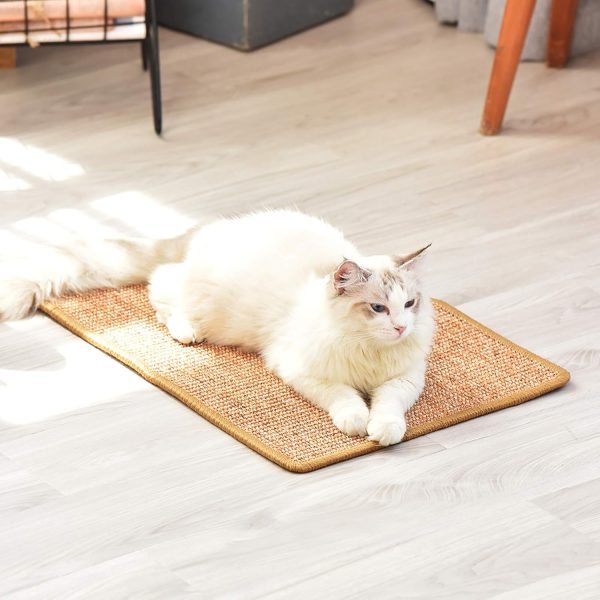 FUKUMARU Cat Scratcher Mat, 23.6 X 15.7 Inch Natural Sisal Cat Scratch Mats, Horizontal Cat Floor Scratching Pad Rug with Sticky Velcro Tapes, Protect Couch and Carpets - Image 7