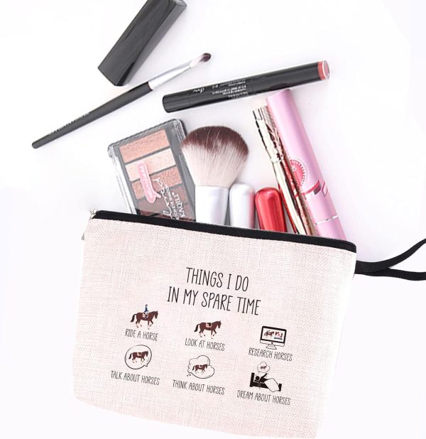 Horse Makeup Bag Horse Gifts for Girls Women Funny Birthday Christmas Gifts for Horse Lovers Equestrian Cowgirls Daughter Niece Mom Friends Aunt Sister cosmetic bag - Things I Do In My Spare Time - Image 6