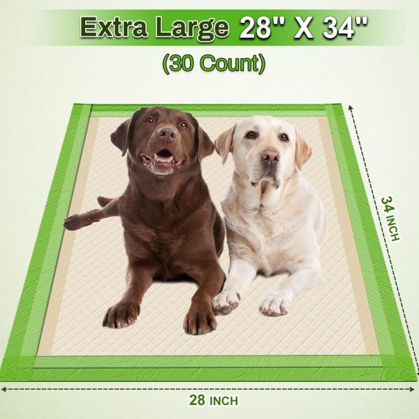 Gardner Pet Pee Pads for Dogs Extra Large 28"x34", XL Thicker ECO Green Disposable Xlarge Puppy Training Pads Super Absorbent Full Edge-Wrapping Pad for Dogs, Puppies, Doggie, Cats, Rabbits-(30 Count) - Image 4