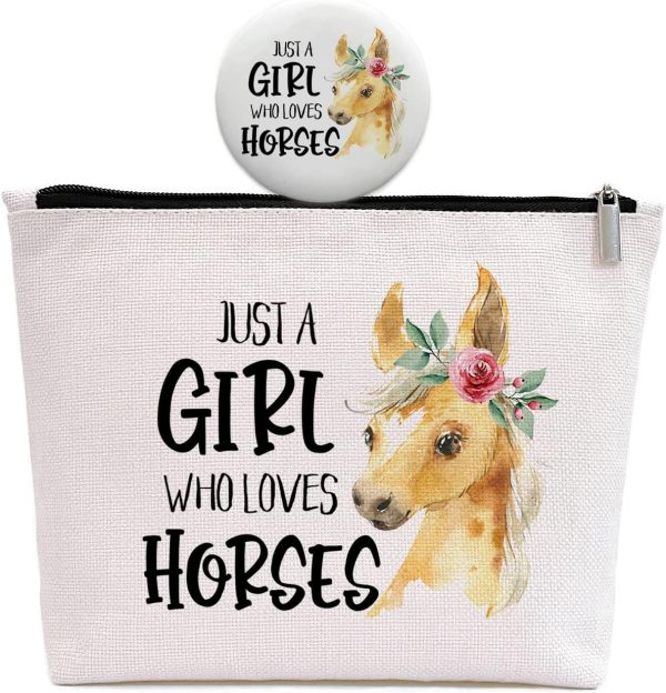 GevGuxLuo Horses Gifts for Horse Lovers, Birthday Gift for Best Friend Sister, Horse Accessories, Animal Lovers Makeup Bag Zipper Purse, Who Loves Horses Makeup Bag