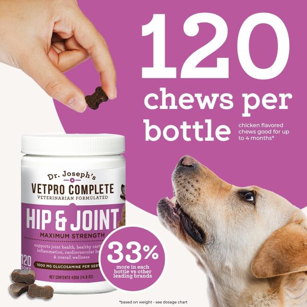 VetPro Dog Hip and Joint Supplement - Pain and Inflammation Relief Chews with Glucosamine, Chondroitin, MSM, Turmeric, Vitamin C, Omega 3 - Treats Hip Dysplasia, Arthritis - Dogs Chewable Supplements - Image 7