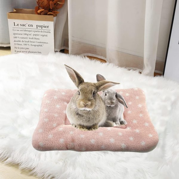 MANSHU Small Animal Plush Bed, Bunny Bed, for Bunny, Squirrel, Hedgehog, Pink and Gray 2Pcs. - Image 4