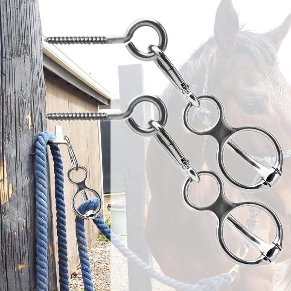 3 Pcs Horse Tie Ring,Heavy Duty Stainless Steel Tie Ring Horse Training Equipment Horse Tack and Supplies with Eye Bolt,Quick snap,Humane and Safe Tie Way - Image 5