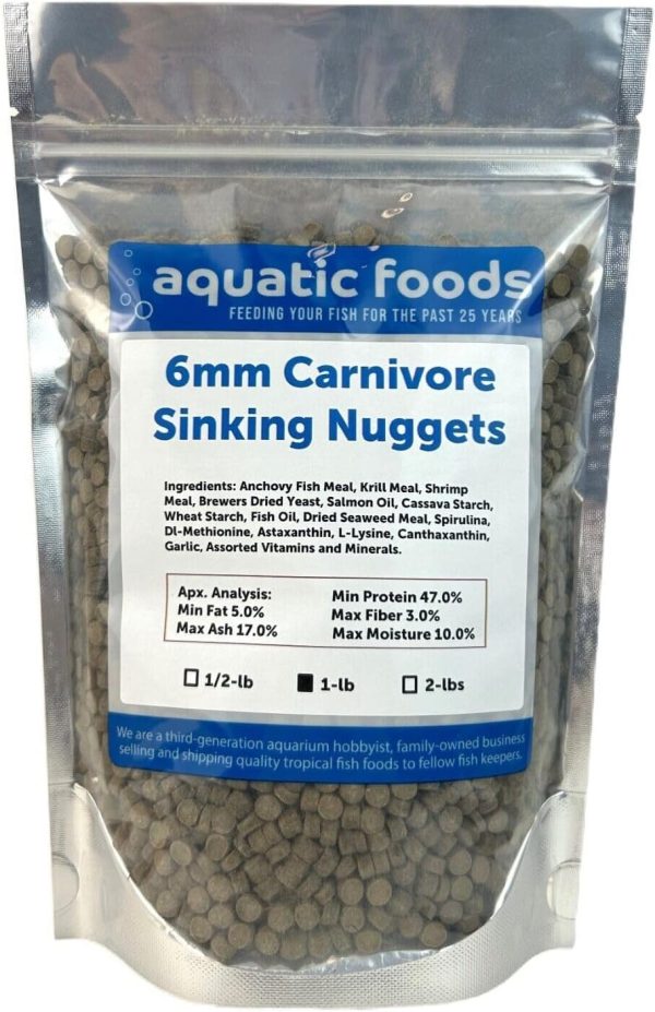 Aquatic Foods Inc. 6mm - 1/4" Carnivore Sinking Pellets for Carnivore Cichlids, Catfish, Monster Fish, Bottom Fish, All Medium to Large Fish, Also Koi & Pond Fish. - WL…1-lb Foil Pouch Bag - Image 2