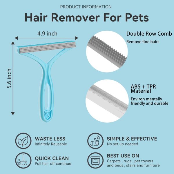 Pet Hair Remover, Dog Cat Hair Remover,Lint Remover,Carpet Rake for Pet Hair Removal,Carpet Rake,Lint Brush,Lint Shaver for Carpets, Car Mat,Couch,Pet Bed,Furniture & Rug - Image 3