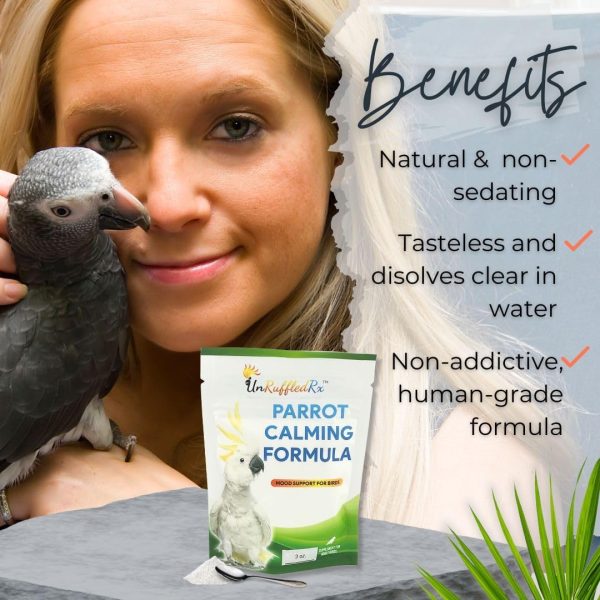 UnRuffledRx™ Parrot Calming Formula – Soothes Screaming, Biting, & Plucking; Promotes Relaxation (224 Servings) - Image 3