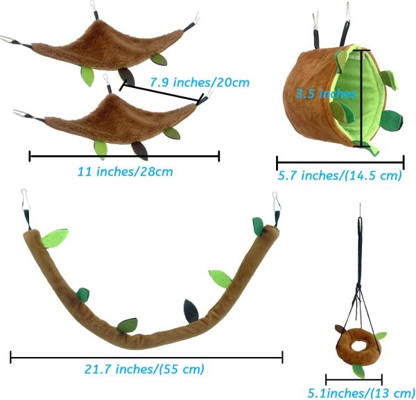 Kathson Hamster Hammock Set - Cotton Material, 11" x 7" x 7" - Ideal for Small Breeds - Image 3