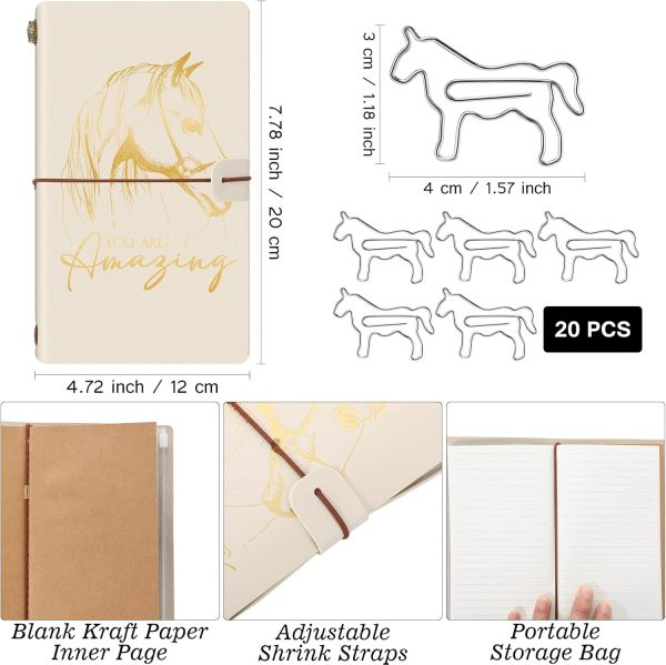 Fumete 24 Pcs Horse Lover Gift Sets Christmas Book Lover Gifts Includes Journal Notebook Makeup Bags and Horse Paper Clips Team Gifts Office Supplies Gift for Book Lovers Women Teacher Nurse(Horse) - Image 3