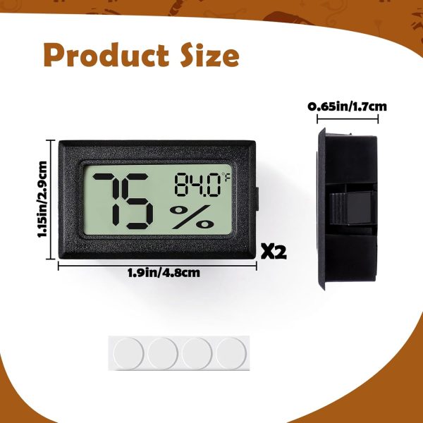 Reptile Thermometer and Humidity Gauge,2PCS Digital Adhesive Reptile Terrarium Hydrometer,Bearded Dragon Tank Accessories,Pet Humidity Meter Supplies for Leopard Crested Gecko,Snake,Lizard - Image 6