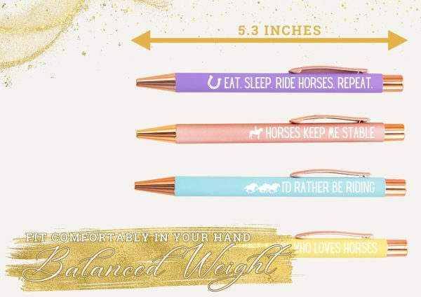 InnoBeta Horse Gifts for Girls, Women, Ballpoint Pen Set of 4, Horse Stuff for Equestrian, Horse Lovers, Cowgirls on Birthday, Back to School, Christmas - Image 5