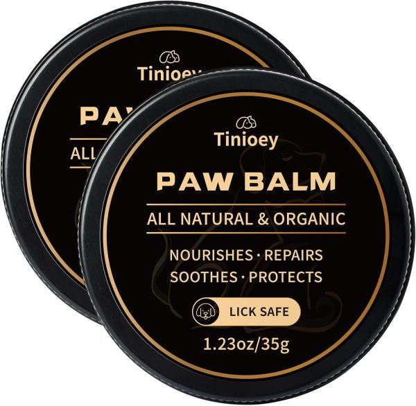 All-Natural Lick Safe Dog Paw Balm for Dogs & Cats | 2 Pack Dog Paw Pad Balm Paw Protector, Moisturizer & Soother for Dry Cracked Paws, Noses & Elbows | Snout Soother for Dogs (1.23oz *2)