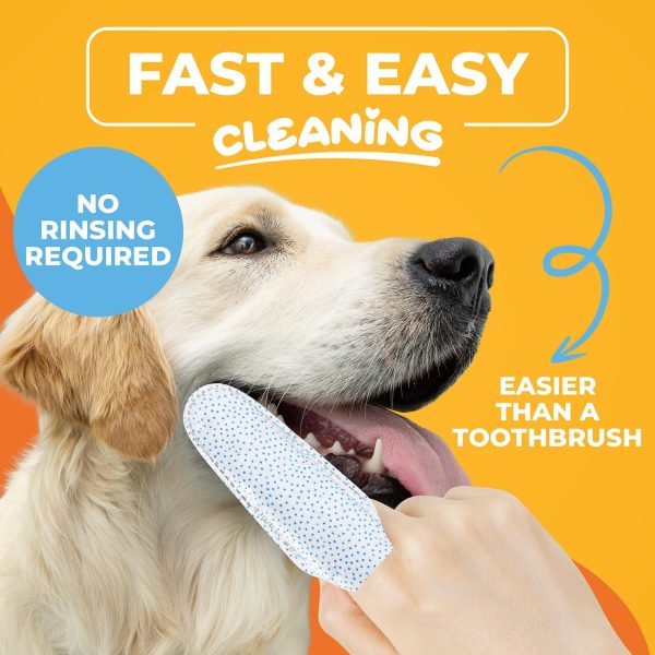 Dog Teeth Cleaning Wipes - Pet Dental Finger Wipes for Dogs - Toothbrush and Tooth Brushing Kit - Freshen Breath, Cleaner Mouth - Image 2