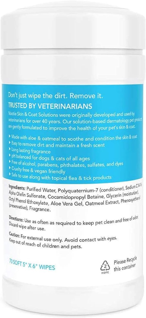 Nootie Waterless Shampoo Wipes for Dogs & Cats - Long Lasting Sweet Pea Vanilla Fragrance - Sold in Over 10,000 Vet Clinics and Pet Stores Worldwide, Made in USA - 70 Count - Image 2