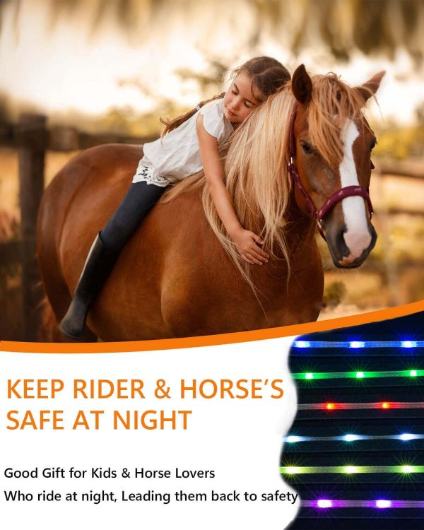 LED Horse Breastplate Collar, 7 Colors in 1 Light up Horse Tack, USB Rechargeable LED Horse Harness - Added Visibility & Safety for Night Horse Riding - Image 6