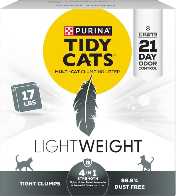 Purina Tidy Cats Multi Cat, Low Dust, Clumping Cat Litter, LightWeight 4-in-1 Strength - 17 lb. Box