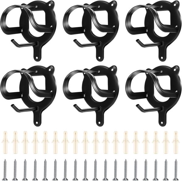 6 Counts Horse Bridle Rack Bridle Bracket Bridle Hooks Horse Tack Storage Halter Hanger Metal Bridle Holder with Tubes and Screw for Horse Barn Supplies, Black