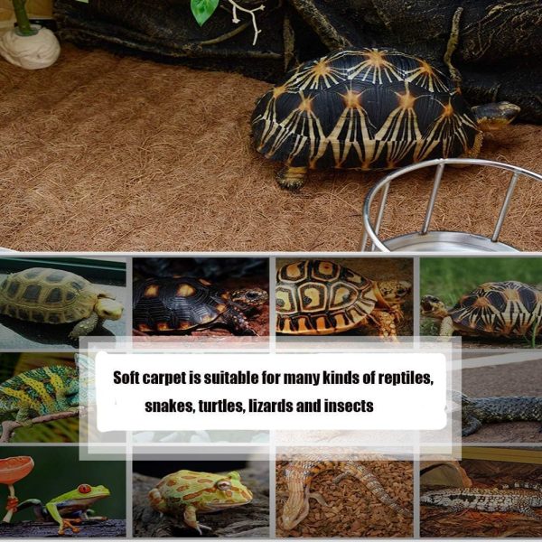 Hamiledyi Reptile Carpet Natural Coconut Fiber Tortoise Carpet Mats for Pet Terrarium Liner Reptile Supplies for Lizard Snake Chamelon Turtle Bedding Bunny Rabbit Mat (2*Sheets) - Image 7