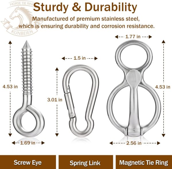 Horse Tie Ring, Safe Tie Horse Supplies, Humane Way Tie Ring, Magnetic Ring for Tying and Retracting, Helps Horse Pull Back and Releases Stress from The Horse - Image 6