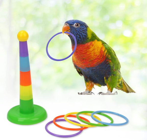 BWOGUE 12PCS Bird Training Toys Parrot Intelligence Toy Mini Sneaker Skateboard Parrot Wooden Block Puzzles Toy Bird Basketball Toy Stacking Rings for Budgie Parakeet Cockatiel Conure Lovebird - Image 7