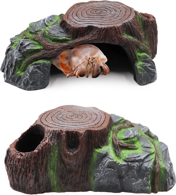 Hermit Crab Hideout, Resin Simulation Stone Reptile Cave Hideout, Hermit Crab Climbing Toys, Terrarium Habitat Decor for Lizard Spider Aquarium Fish Gecko Bearded Dragon - Image 5